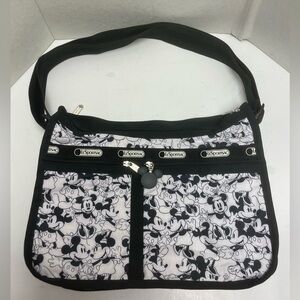 LeSportSac Disney Cleo Crossbody Bag Mickey Loves Minnie Monochrome Black White